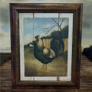 🔻Vintage🔻David Carter Brown, Rustic Rooster Framed Artwork, 17.50"' X 14" 🐔